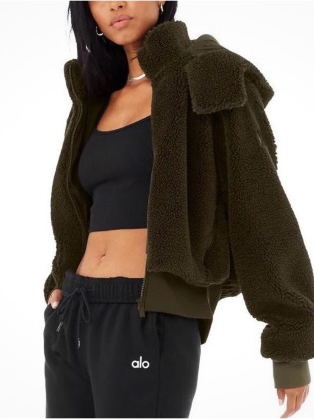 ALO YOGA BROWN FOXY SHERPA HOODIE.SIZE SMALL